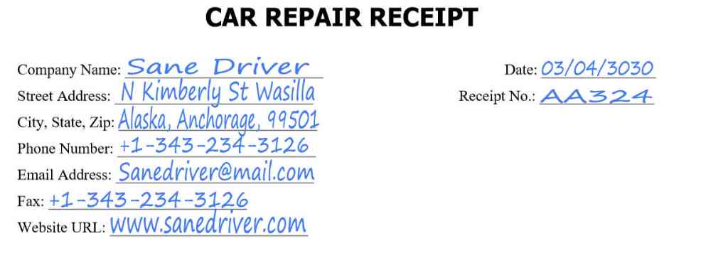 fillable auto repair receipt