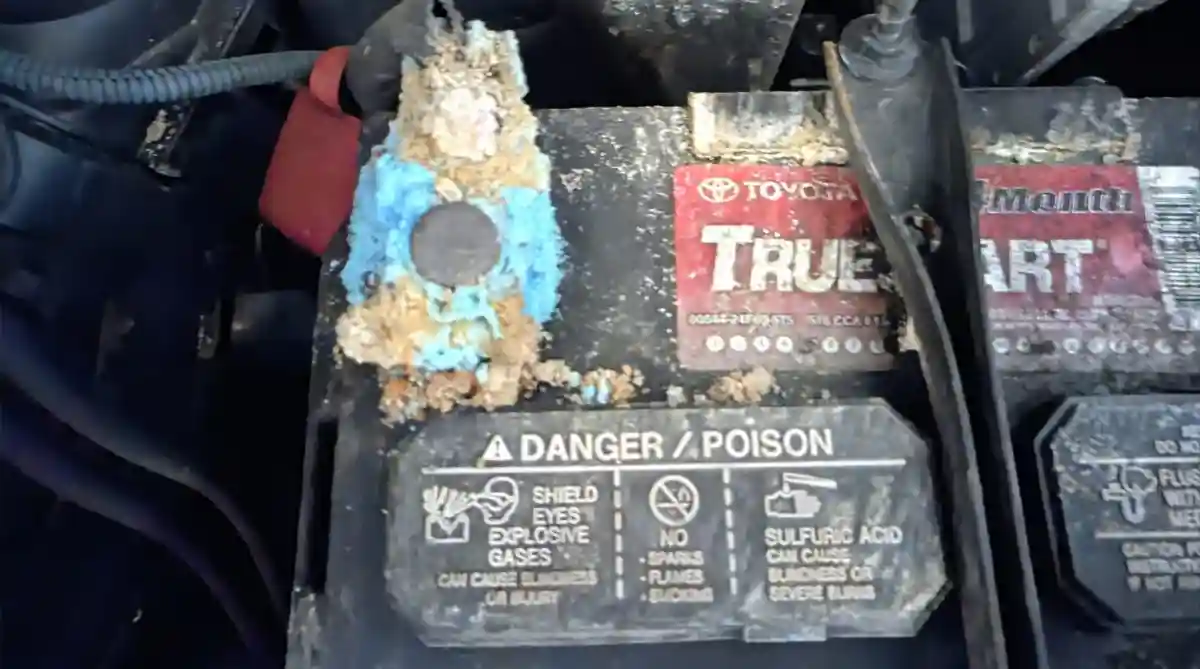 Corroded battery means replacement